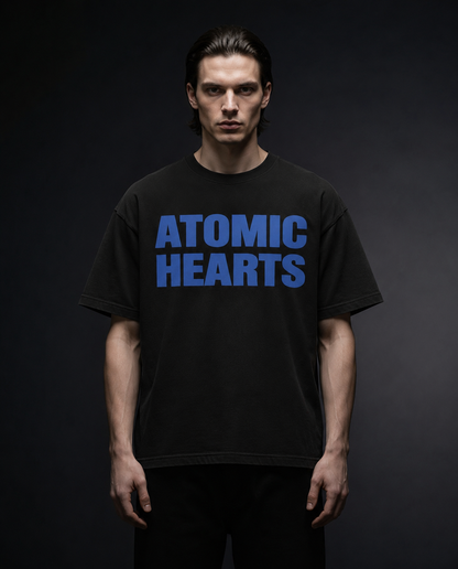 'Seahorse' Black Oversized Tee (260 gsm)
