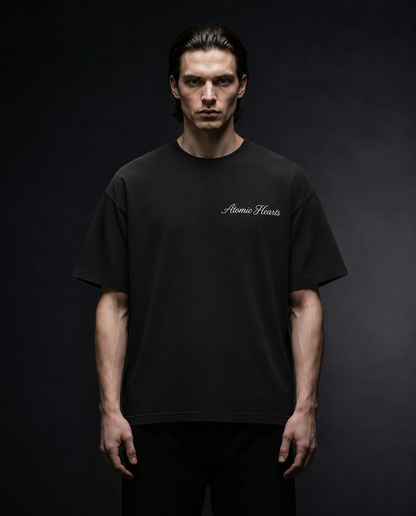 'Outcast' Black Oversized Tee (260 gsm)