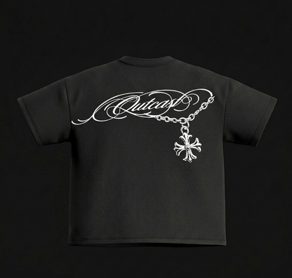 'Outcast' Black Oversized Tee (260 gsm)