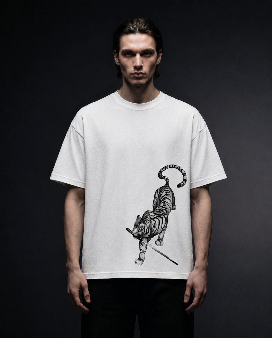 'White Fang' White Oversized Tee (260 gsm)